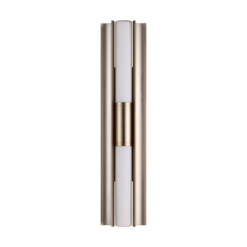 Luminaire pour meuble-lavabo à DEL 2 lumières avec champagne et verre opale gravé à l'or fin 5 lumières Wecc 24 pouces Weimar