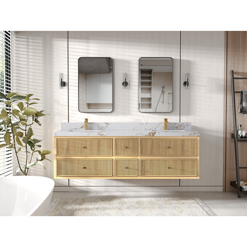 Ensemble de meuble-lavabo double 72 po Sonoma, Doré Viola