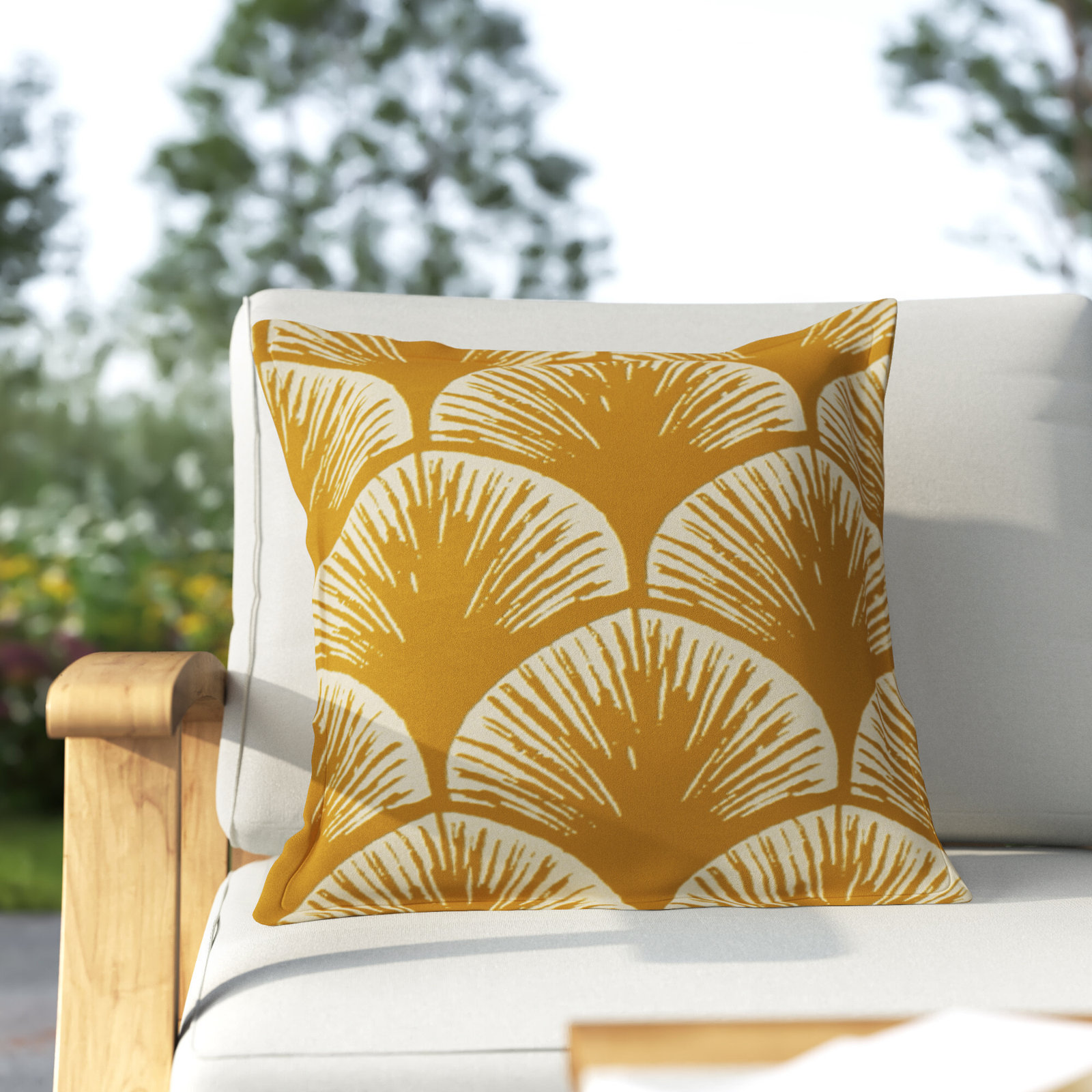 Arielle Cotton Throw Pillow, Yellow Geometric 1, 18'' H x 18'' W