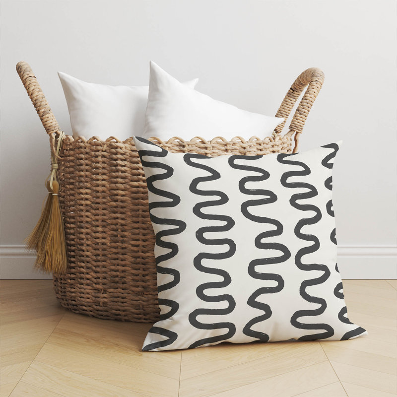 Coussin Wiggle, Ivoire/gris anthracite, H 26 po x l 26 po