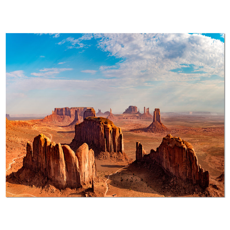 Monument Valley, vue aérienne du ciel - reproduction de photo sur toile tendue, H 20 po x l 20 po x P 1 po, Toile tendue