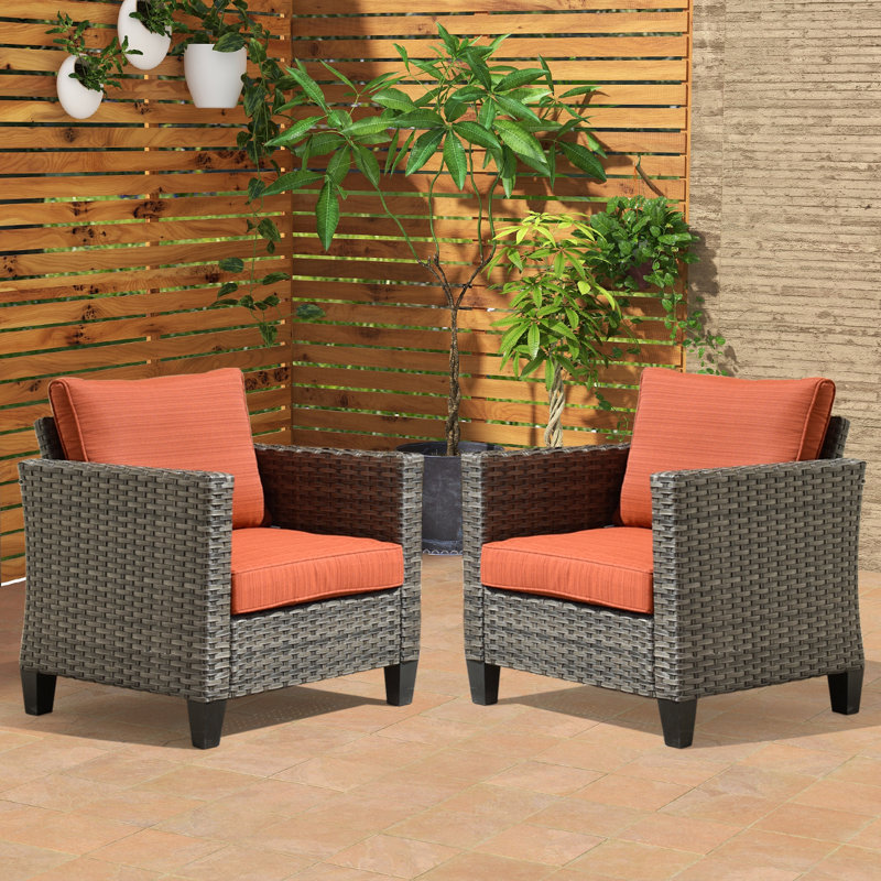 Chaise de patio avec coussin Grano, Orange