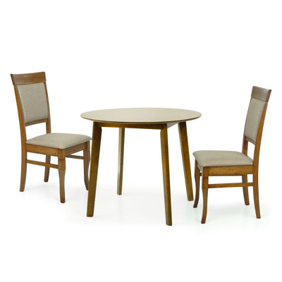 Mattis 3 Piece Dining Set, 2 Classic Style Wood Ronda Chairs W Round Table