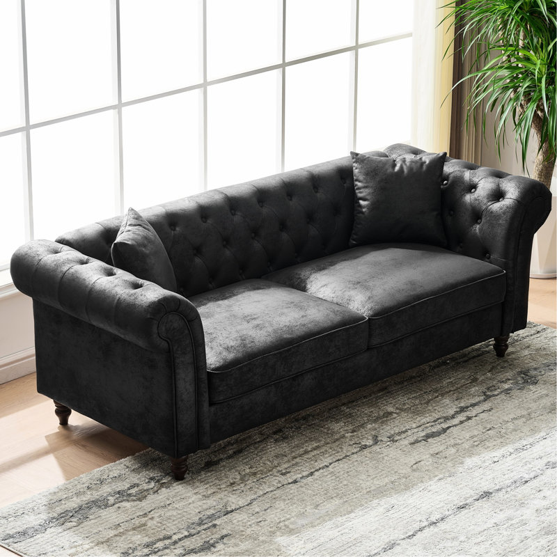 Cadre européen à 6 places noir avec tissu de haute technologie, moelleux mi-ferme et structure en pin pour tissu de bureau, structure rembourrée 3 + 3 places, coussins décoratifs, couleur