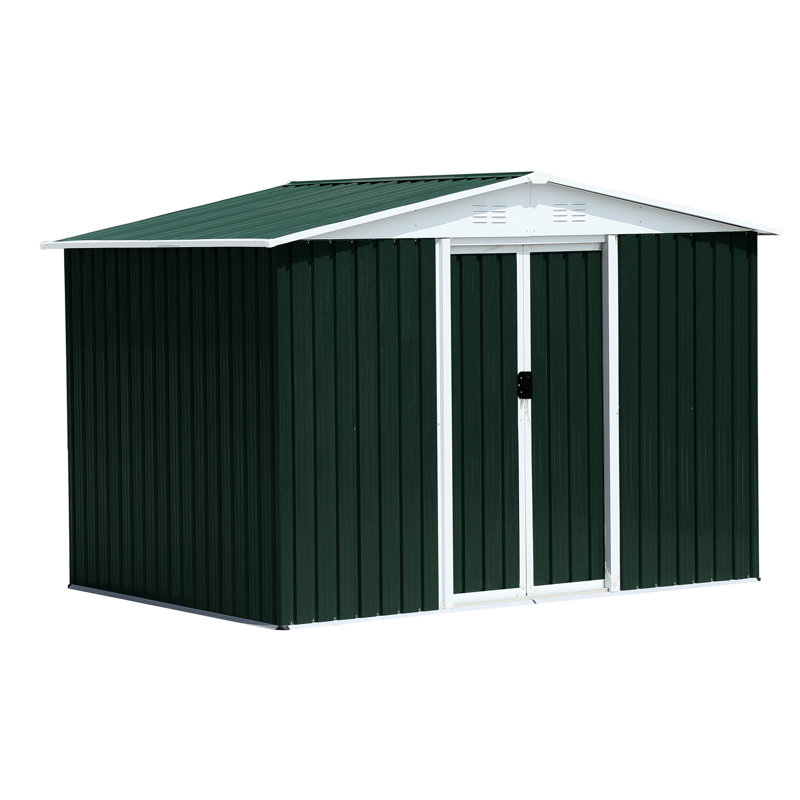 8ft X 6ft Metal Outdoor Storage House, , Galvanized Steel & Aluminum Frame, , Keeps Sporting Goods Organized Garden Shed, For Firewood And Tools