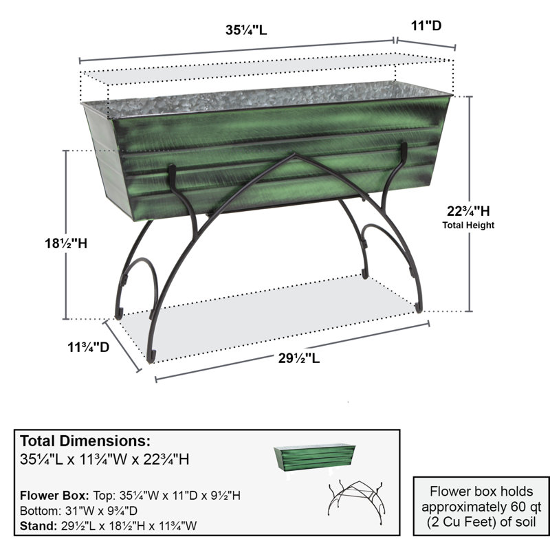 Metal Elevated Planter, Green