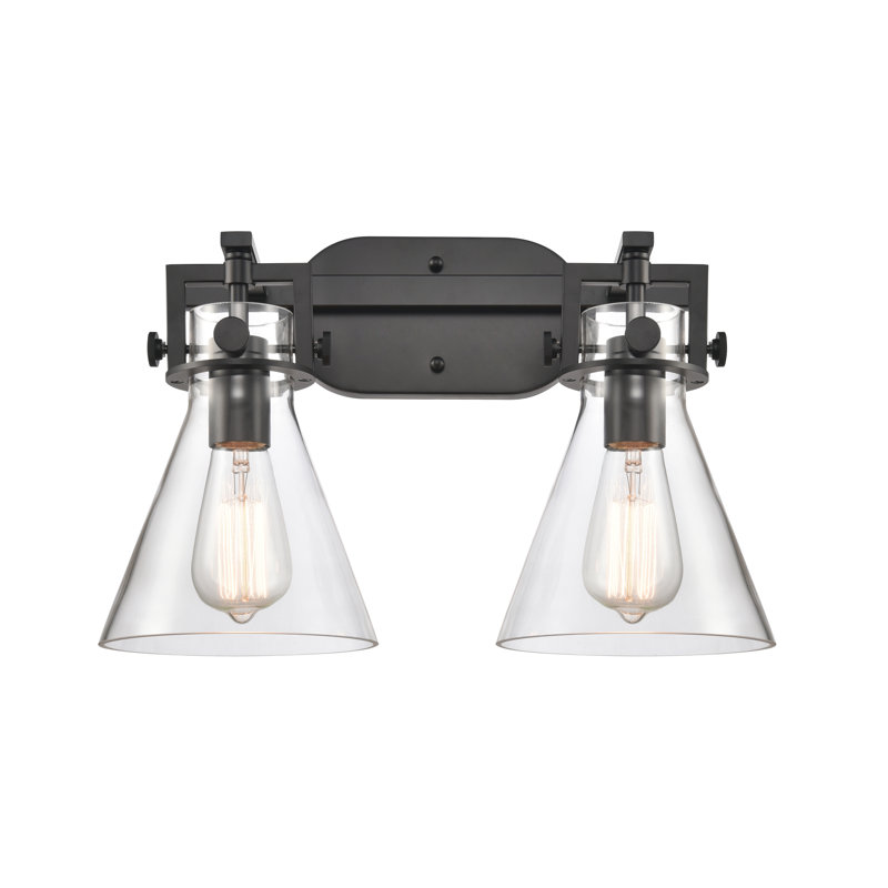 Éclairage pour meuble-lavabo mural 2 lumières 7 po Skokie, Transparent, Noir mat