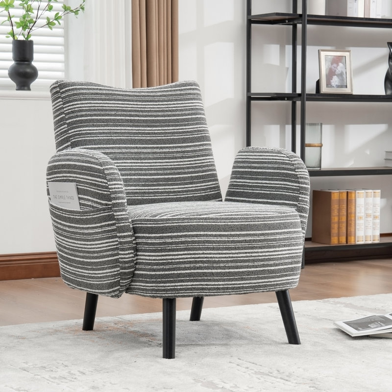 Chaise avec accoudoirs rembourrés 30,3 po, Gris