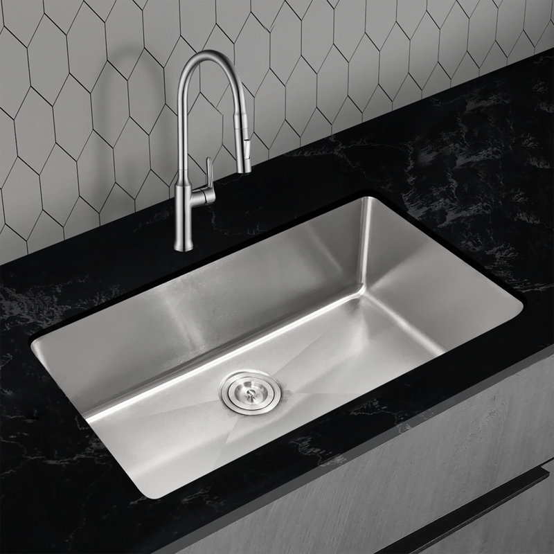 KBFmore Double Bowl Tight Radius Stainless Steel Kitchen Sink Only, 9" H x 31" W x 9" D, 18-Gauge