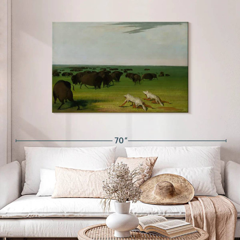 Brampt Buffalo Hunt Under Wolf-Skin Mask, 30" H x 45" W