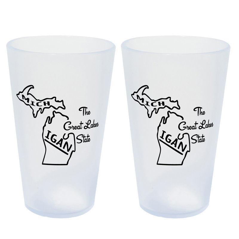 Silipint: Verres State Pint 16 oz: paquet de 2 - Michigan - tasses en silicone à glaçons, incassables
