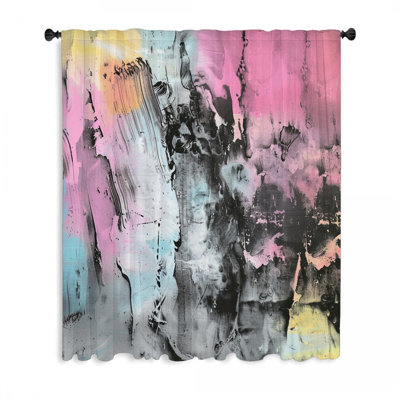Pastel Abstract Window Curtains, Abstract Blockout & Sheer Curtains - 1 Panel
