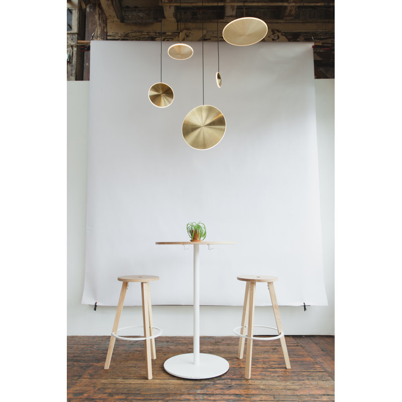 Chrona Modern Round Spun Brass Pendant Light, Horizontal, 11" H x 17" W x 17" D, Solid Brass