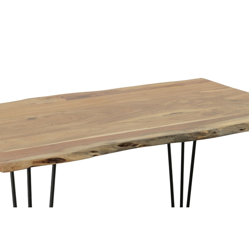 Table de salle à manger moderne brun clair 48 po x 30 po, Hauteur standard (hauteur de 31 po), Noir, Naturel