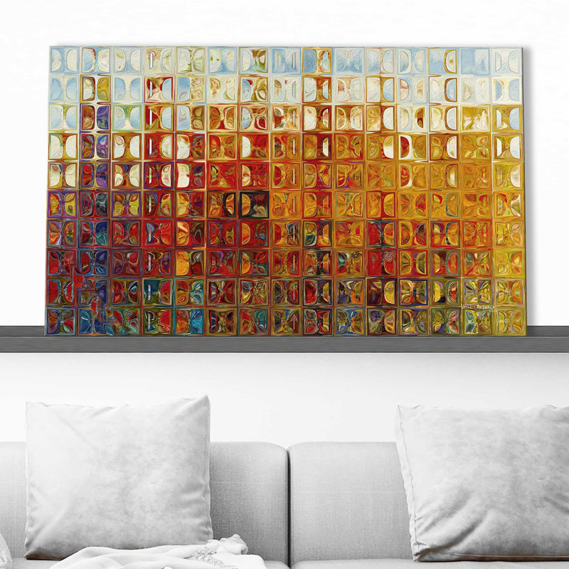 «Modern Mosaic Tile Wall Art # 1, 2015» par Mark Lawrence, impression sur toile tendue, H 18 po x l 30 po x P 1 po