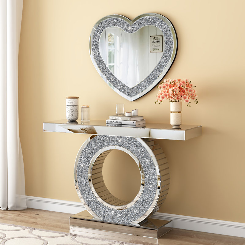 Console Table Mirror Set Crushed Diamond Home Decor