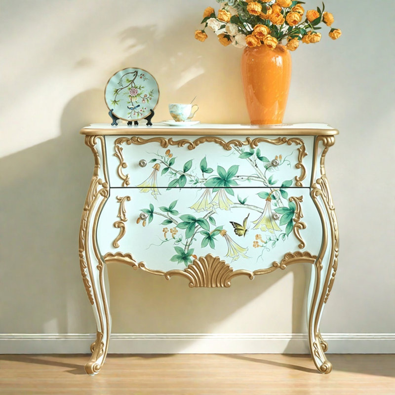 Commode décorative rétro en bois sculpté et sculpté