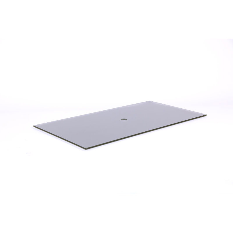 25.5'' x 13.5'' Rectangle Glass Fire Pit Lid, Grey