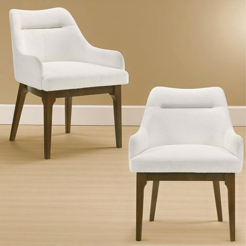 Ensemble de 2 chaises d'appoint en chenille et chêne vintage Kasha