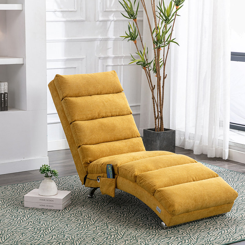 Ivy Bronx Linen Chaise Lounge Indoor Chair, Modern Long Lounger For ...