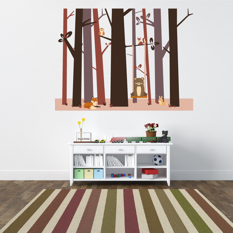 Adhésif décoratif ours, renard et animaux de la forêt, H 28 po x l 19 po