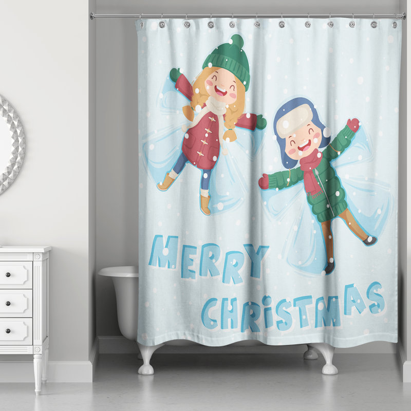 Rideau de douche simple snow anges Mickey