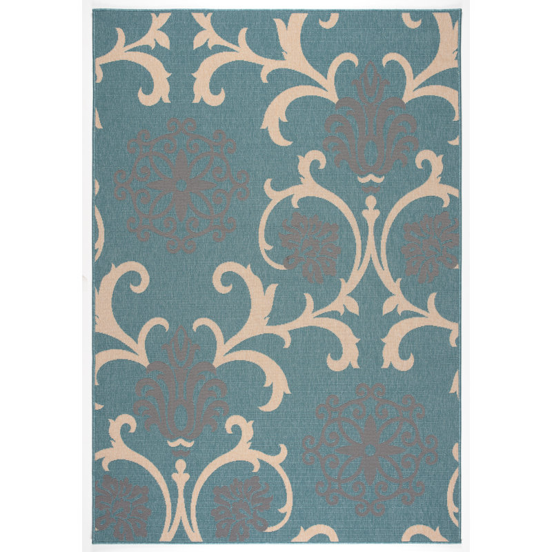 Tapis intérieur / extérieur bleu Wendel, Rectangle 5 pi 3 po x 7 pi 7 po