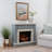 Faux Stone Electric Fire Place Mantel Blue-1052598459