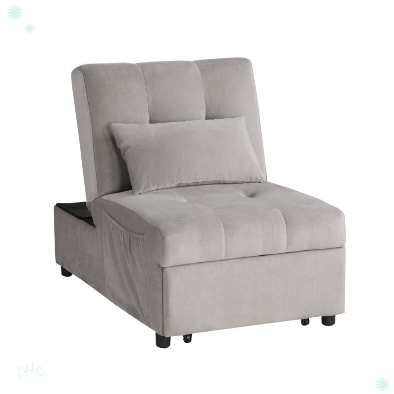 Alaisia 45.5" Modern & Contemporary Storage Bench with Velvet Fabric Upholstery, Adjustable Top, Pull-Out Ottoman