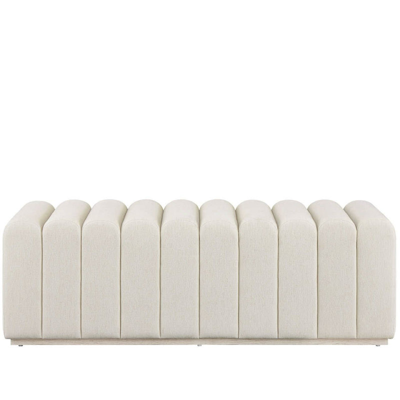 Modern Strata 55" Wide Upholstered Levi Oyster Fabric Bench