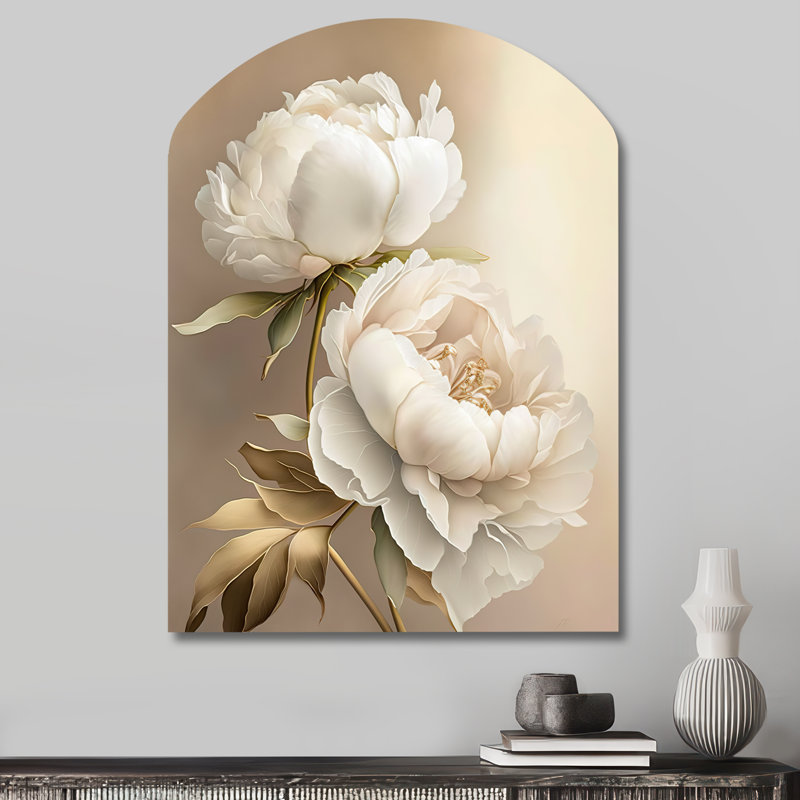 Giordano - Arch Pivoines, décoration murale sculpture en métal asymétrique, H 34 po x l 25 po