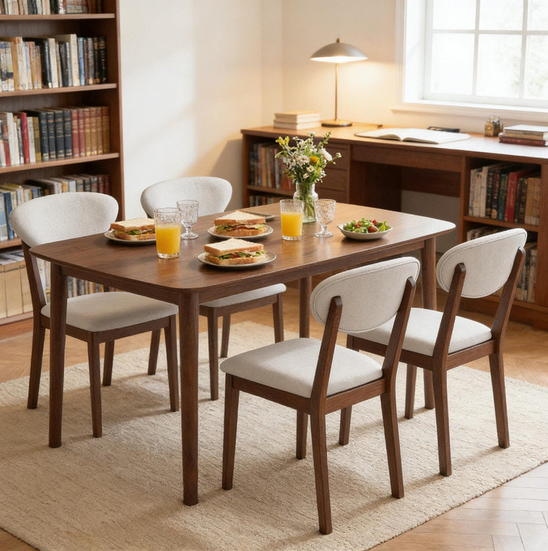 Ensemble de salle à manger 5 pièces de style moderne avec table compacte et chaises pour petits espaces repas, blanc crème
