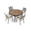  Ensemble de salle à manger d'extérieur 5 pièces pour patio avec table ronde à carreaux, 4 chaises en fonte d'aluminium-1032118661