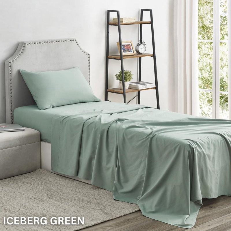 Microfiber Sheet Set, Twin Extra Long, Iceberg Green