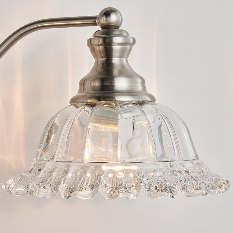 Luminaire pour meuble-lavabo vintage 3 lumières en nickel brossé homologué UL, Clair, Nickel brossé, Trois lumières