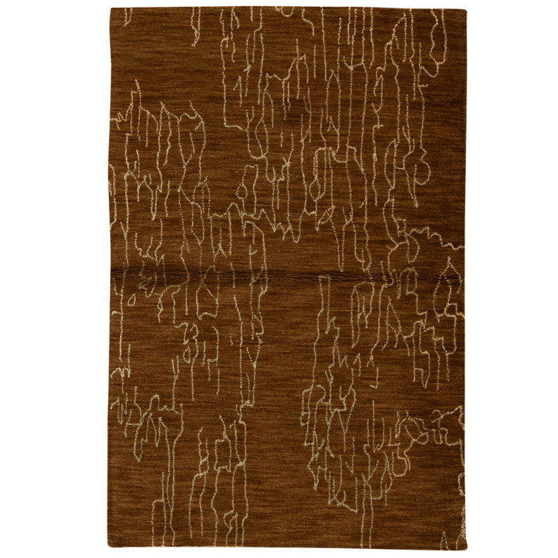 Hand Knotted Wool Area Rug in Brown