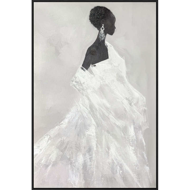 Art mural encadré Elegant Silhouette II avec pierres - 32 po x 48 po - cadre noir