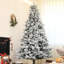 Arbre de Noël 7,5 pi avec 500 lumières, enneigé, 1530 pointes, arbre de base à charnière, neige floquée, support en métal pour la décoration