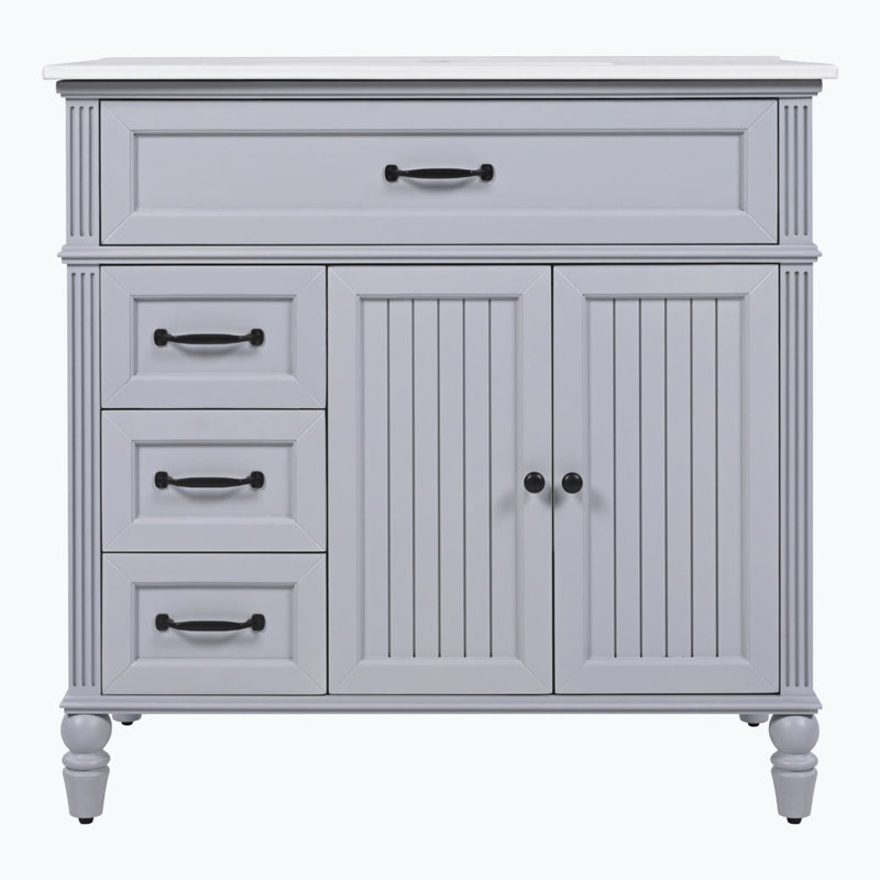 Meuble-lavabo avec lavabo et armoire avec tiroirs, Gris