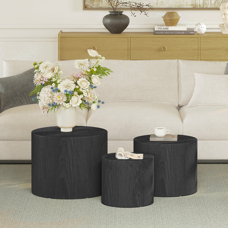 Ensemble de 3 tables basses gigognes, Noir