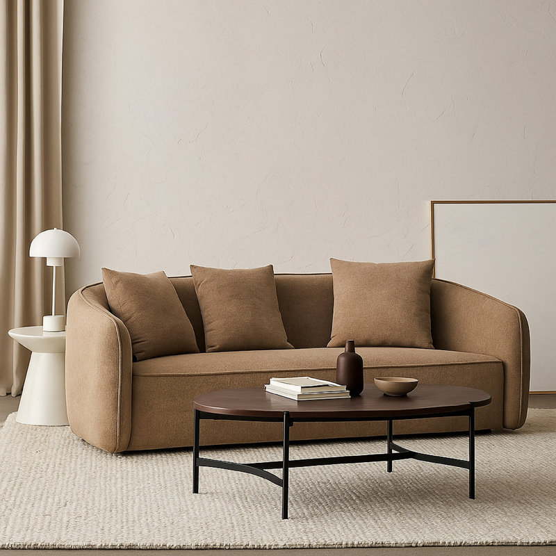 Canapé Keina, 3 coussins décoratifs, chenille douce moderne, 79 pouces, Brun