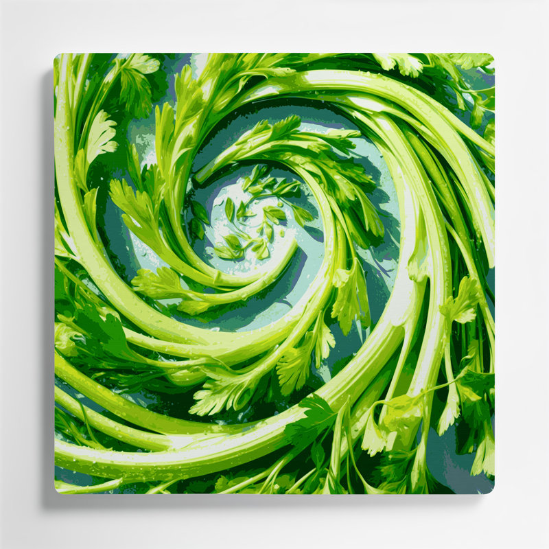 Légumes, art mural vert céleri en métal, H 16 po x l 16 po