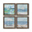 Jour sur le lac - Ensemble de 4 peintures sur toile encadrées-60147926