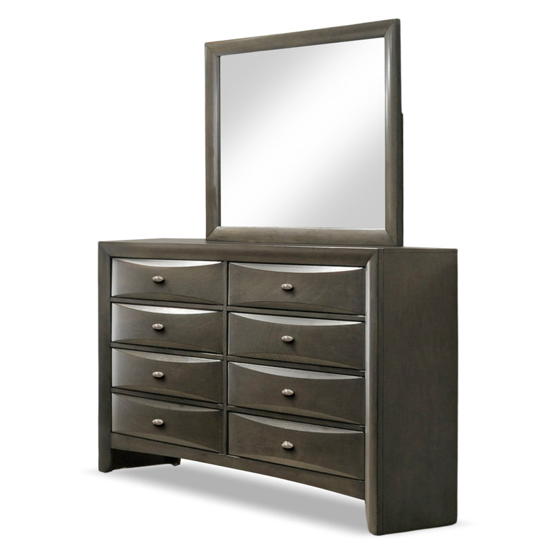 Commode 8 tiroirs avec miroir Urbanek, Gris