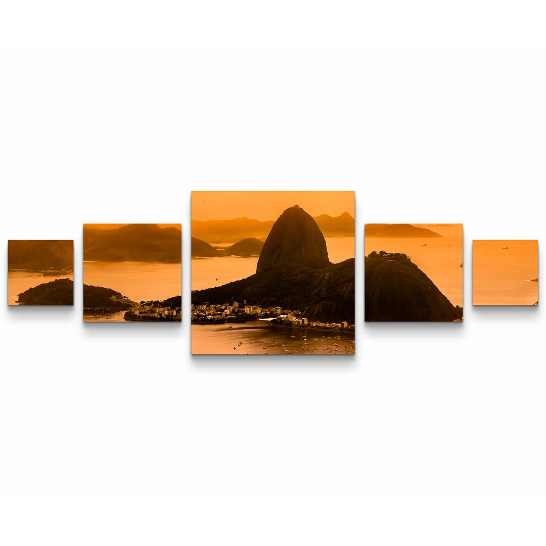 5-tlg. Leinwandbilder-Set Botafogo-Strand mit Zuckerhut - Rio de Janeiro