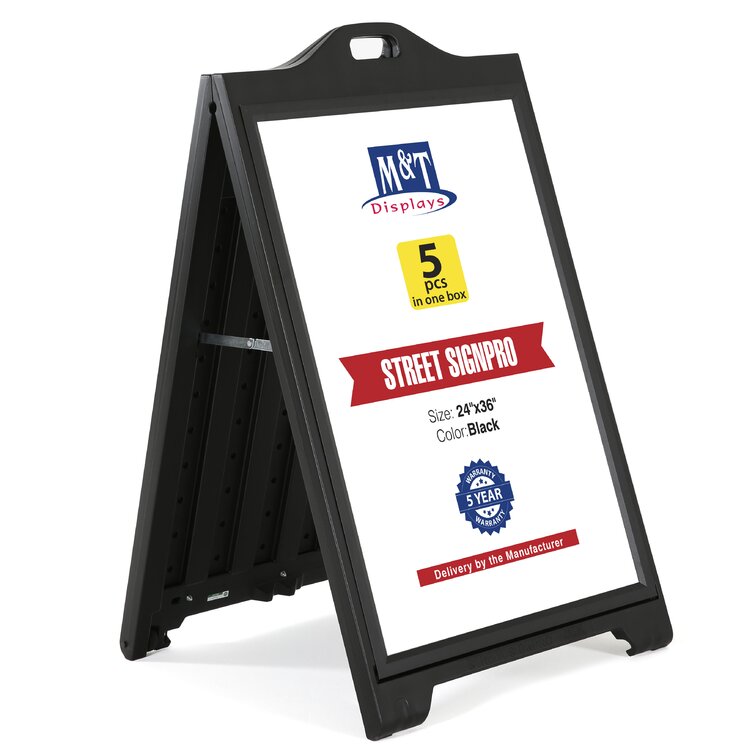 MT Displays Street Signpro With Lens Protective Cover 24X36 Inch Poster  Black Double Sided Sandwich Board Folding A-Frame Sidewalk (5 Pack)  Wayfair Canada
