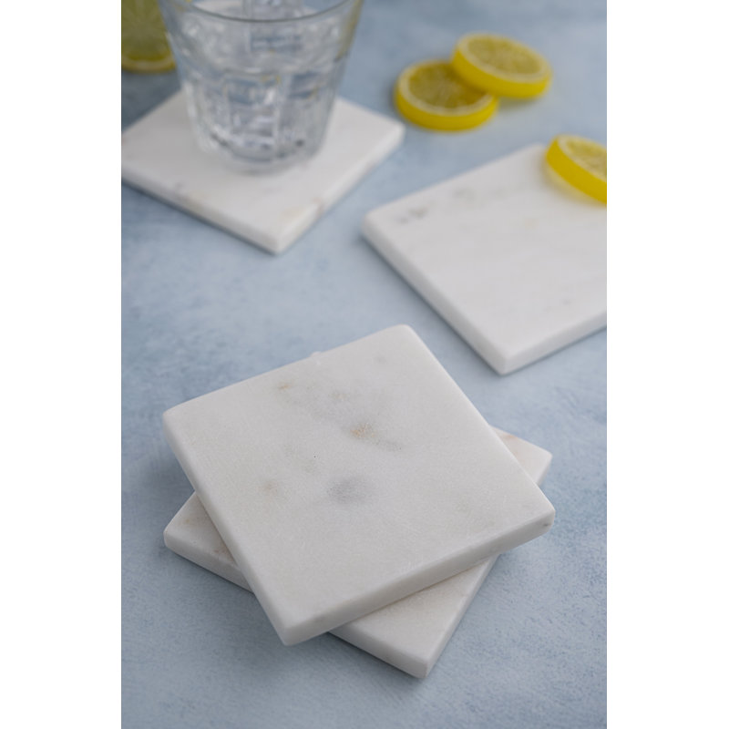Maxie Marble Square 4 Piece Coaster Set