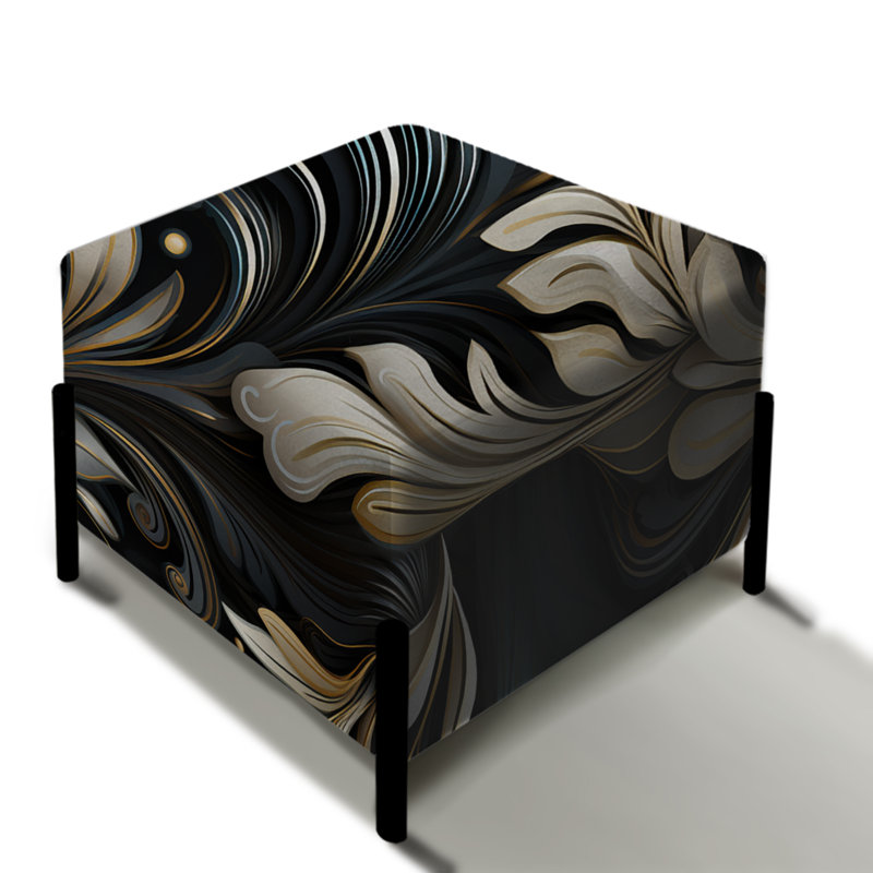 Repose-pieds carré noir foncé Elegance I Glam