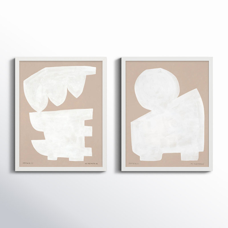 Gallman en blanc par Michael Kempen - Ensemble de 2 reproductions de cadres photo, H 20 po x l 16 po x P 1,25 po, Blanc