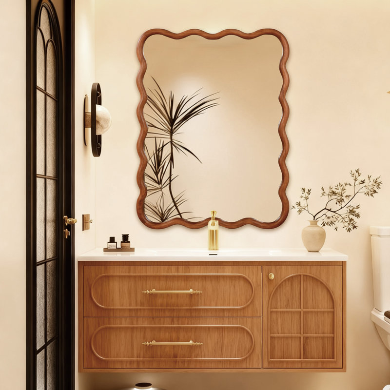 Miroir décoratif Wavy, Brun jaune, 40 po x 30 po